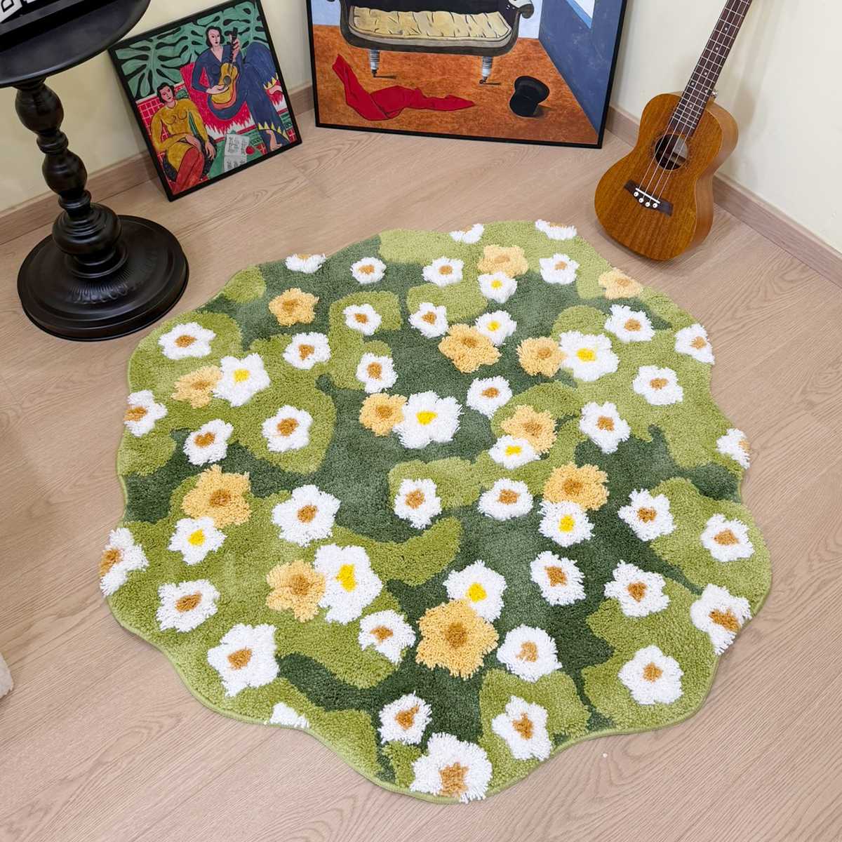 Green Meadow Daisy Tufted Rug, - Maranta Prayer Plant review and price