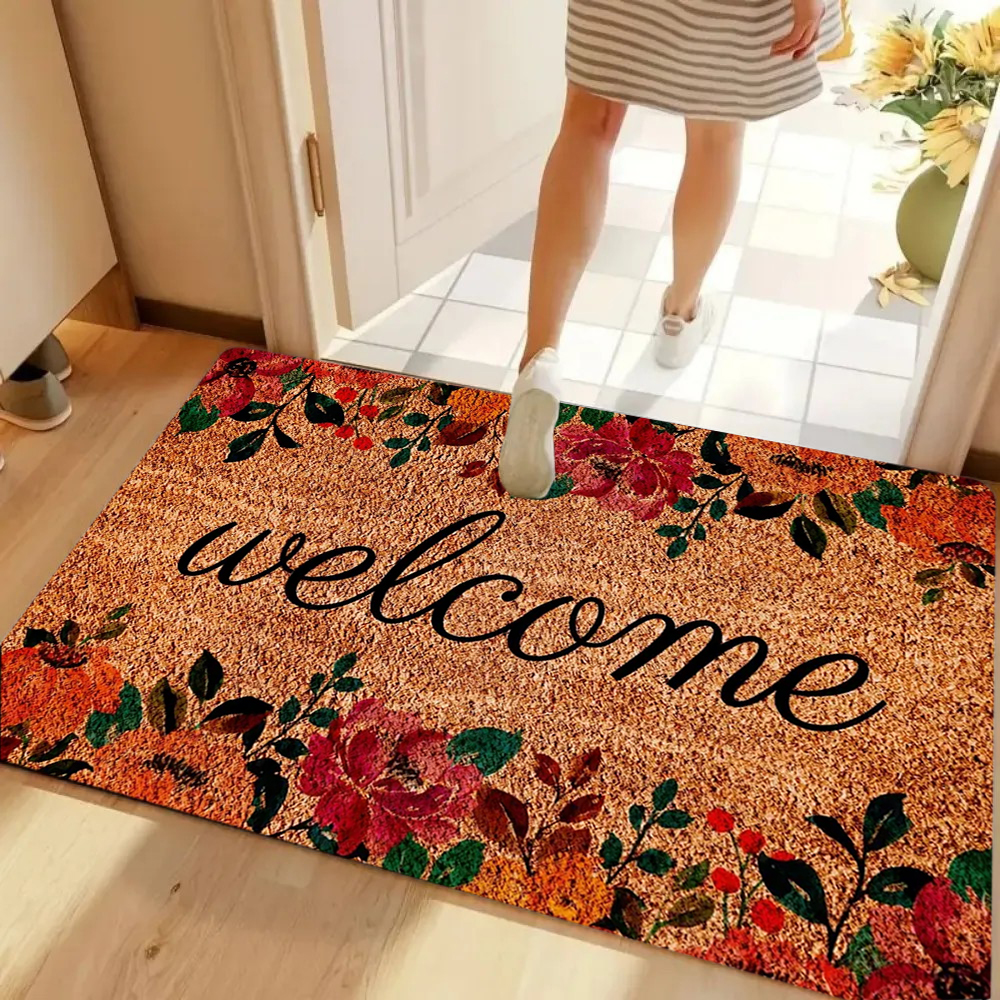 Welcome Retro Floral Doormat O - Maranta Prayer Plant review and price
