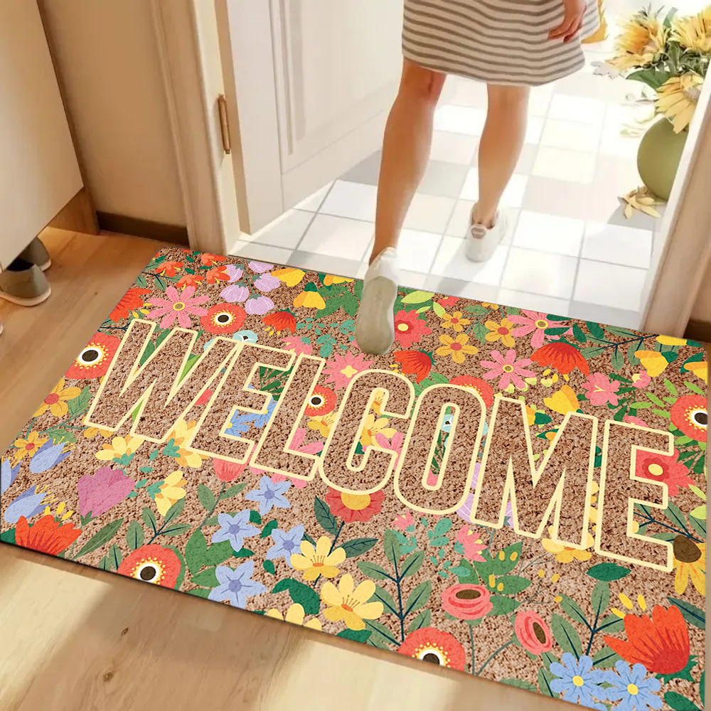 Welcome Retro Floral Doormat O - Maranta Prayer Plant review and price